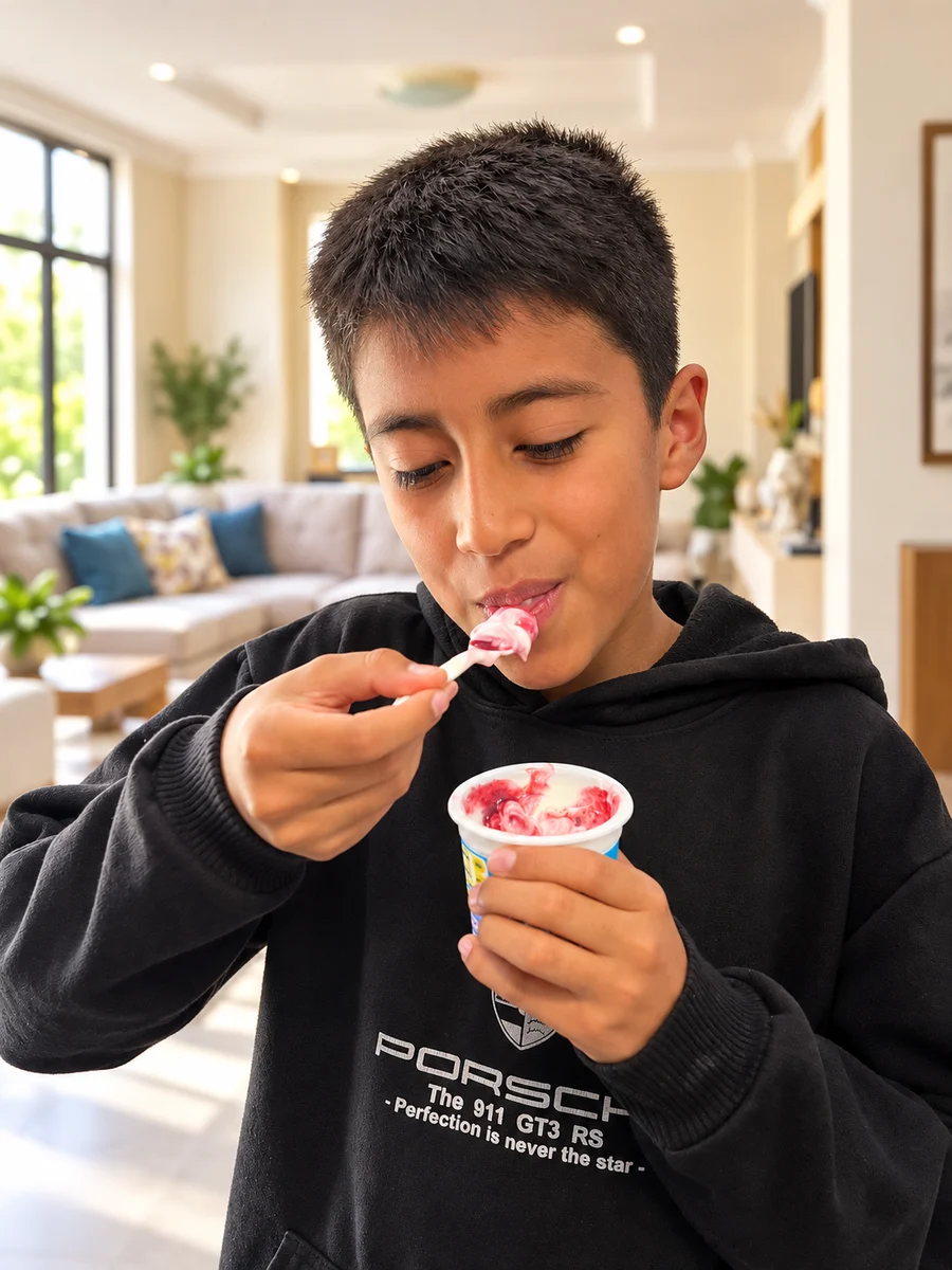 Momento de juego y merienda saludable con yogurth griego